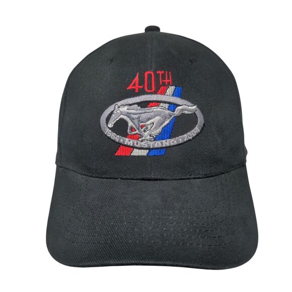 Mustang 40th Strapback Hat Black OSFA Adjustable Embroidered Headmaster - Picture 1 of 8